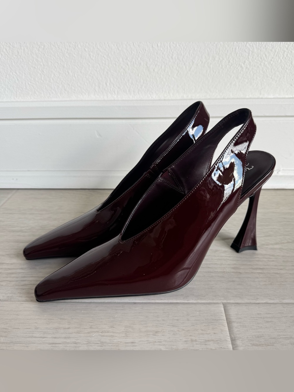 Jeffery Campbell Alimony Patent Leather Slingback Pumps - Size 9 - Maroon